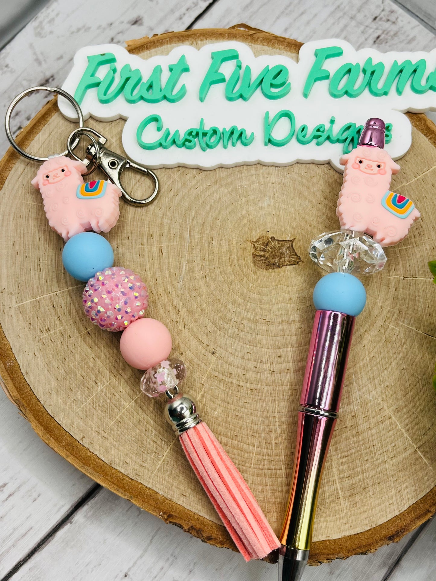 Handcrafted Alpaca chrome keychain & pen set